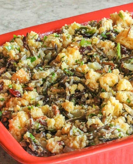 Cornbread and Wild Rice Stuffing with Pecans & Cranberries