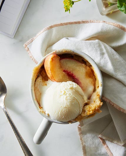 Vegan White Peach Mug Cobbler With Cardamom