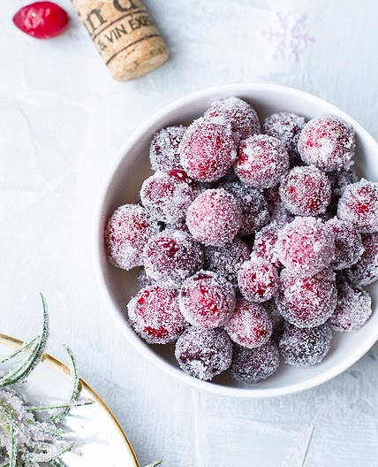 Sparkling Sugared Cranberries with Red Wine