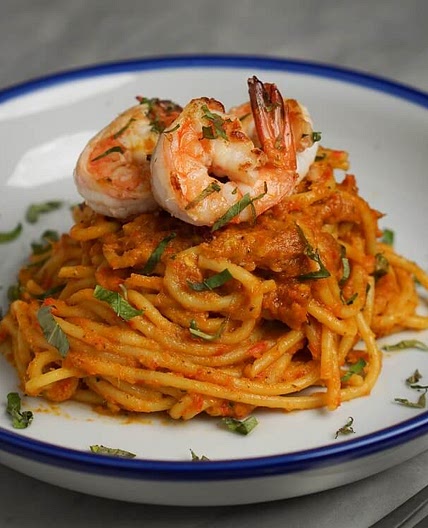 Laksa Shrimp Pasta Using Homemade Paste