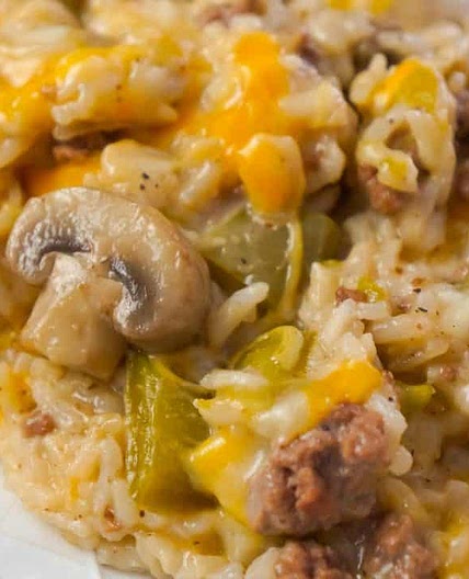 Instant Pot Philly Cheese Steak Ground Beef and Rice