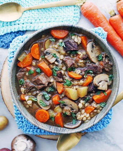 Instant Pot Beef Barley and Mushroom Soup