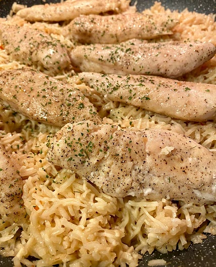 Chicken Scampi With Garlic Parmesan Rice