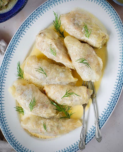 Traditional Greek Stuffed Cabbage Rolls (lahanodolmades)