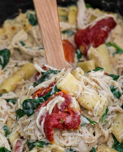 Slow Cooker Tuscan Chicken Pasta