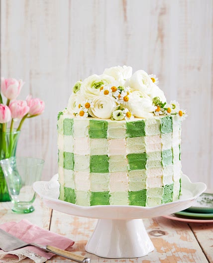 Coconut Cream Gingham Cake