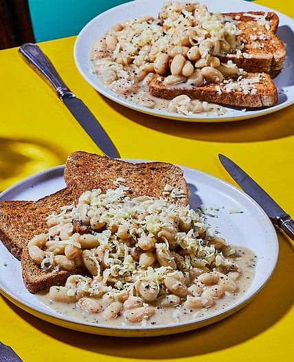 Cacio e pepe beans on toast