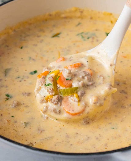 Stovetop Cheeseburger Soup with Velveeta