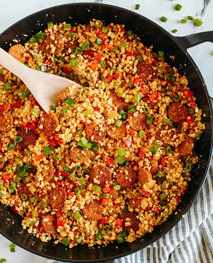 Cajun Sausage and Cauliflower Rice Skillet