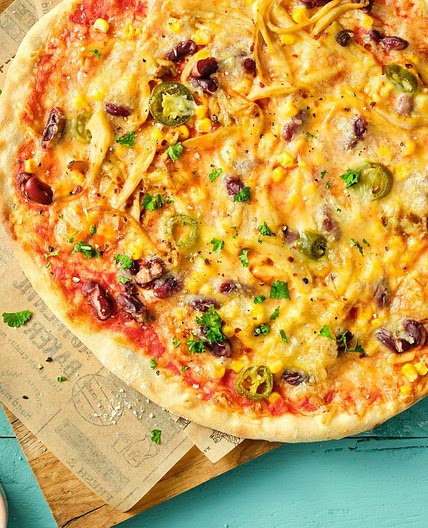Vegane Texmex-Pizza mit Kräuterseitlingen
