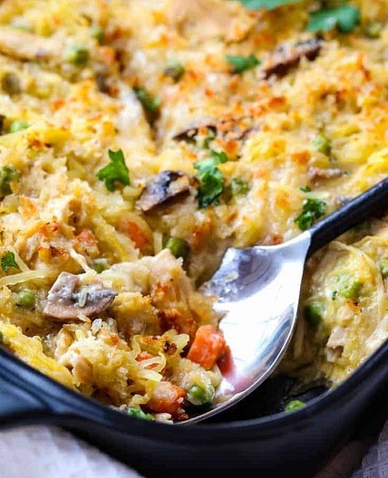Chicken Pot Pie Spaghetti Squash Casserole