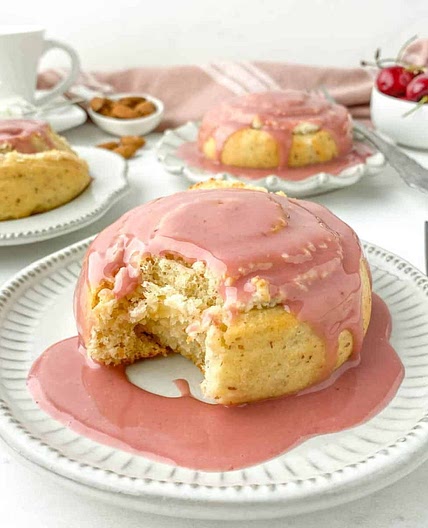 Almond Rolls with Cherry Glaze