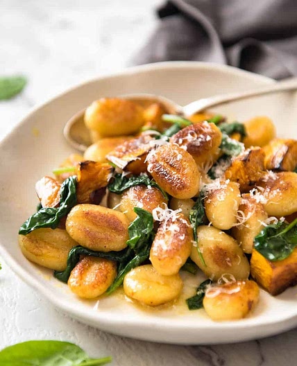 Pan Fried Gnocchi with Pumpkin & Spinach