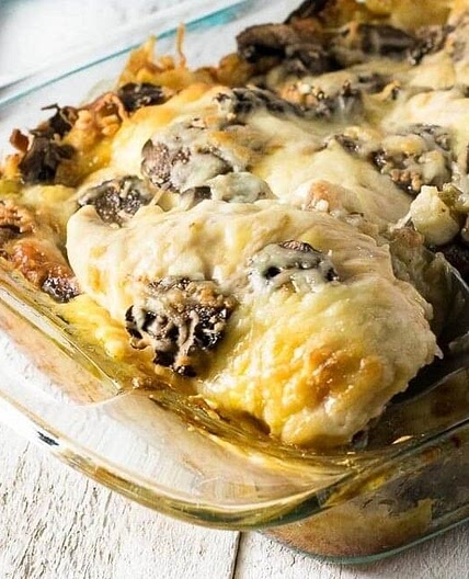 Portobello Swiss Chicken Bake