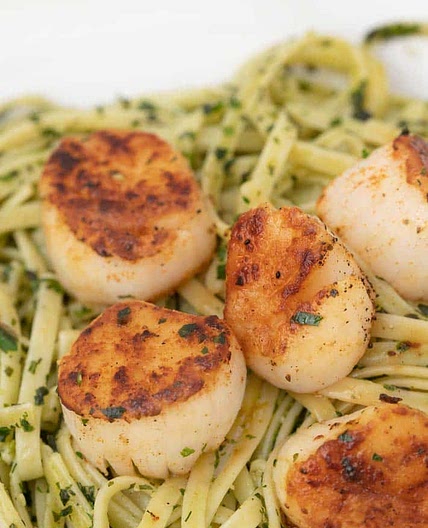 Pan Seared Scallops with Linguine al Pesto