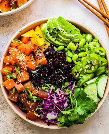Spicy Rainbow Poke Bowls
