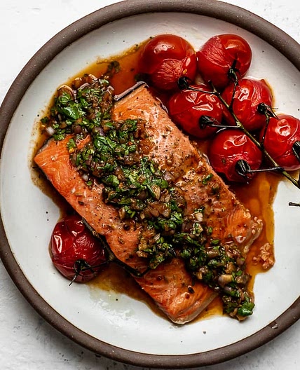 Baked Salmon With Red Chimichurri Sauce