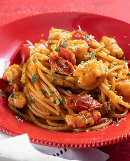 Pasta con gamberoni