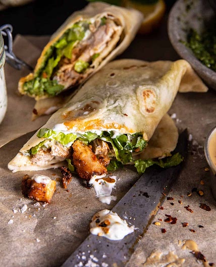 Pesto Chicken Tzatziki Salad Wraps