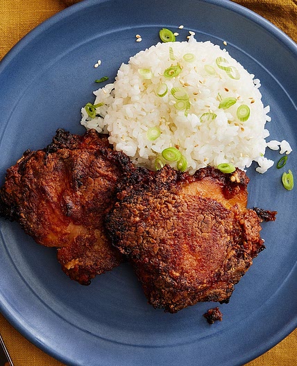 Oven-Fried Soy Sauce & Ginger Chicken Thighs