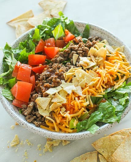 Beef Taco Salad with Cheddar & Catalina Dressing