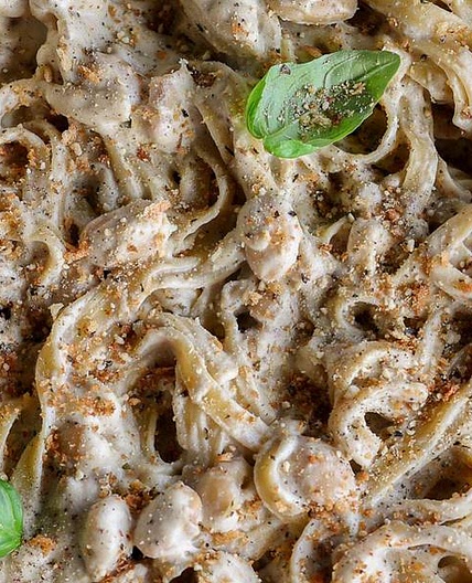 High Protein Vegan Alfredo Pasta