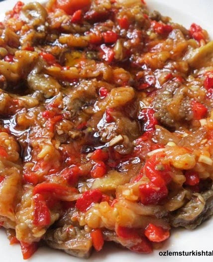 Baba ghanoush-Abagannuc; burnt eggplant salad with garlic, olive oil