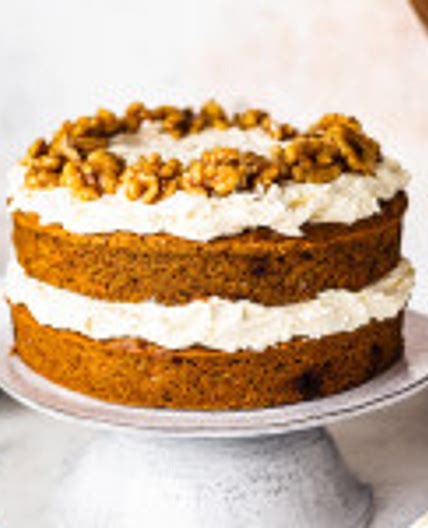 Vegan carrot cake with cream cheese frosting