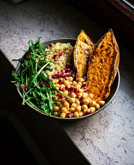Moroccan Chickpea, Quinoa, and Sweet Potato Bowls