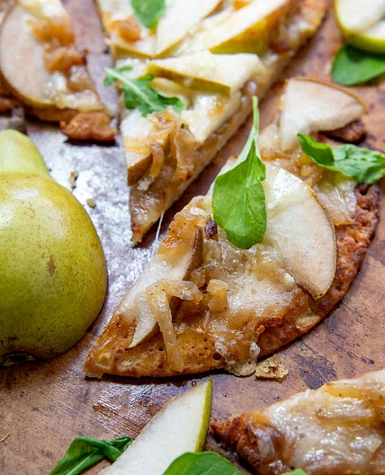 Socca Pear Pizza with Brie