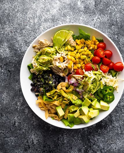 Crock Pot Beer Chicken Taco Salad With Cilantro Vinaigrette