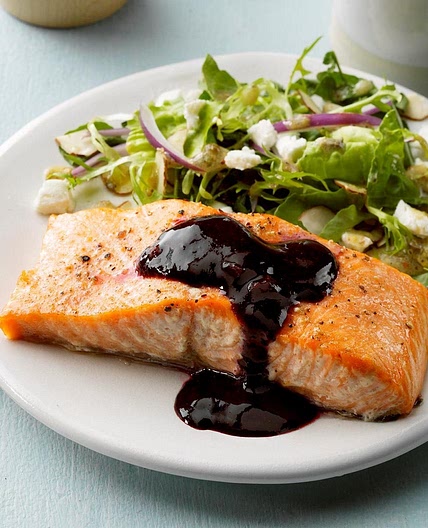 Cedar Plank Salmon with Blackberry Sauce