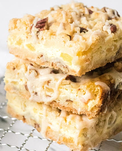 Pineapple Bars with Cream Cheese and Coconut Drizzle