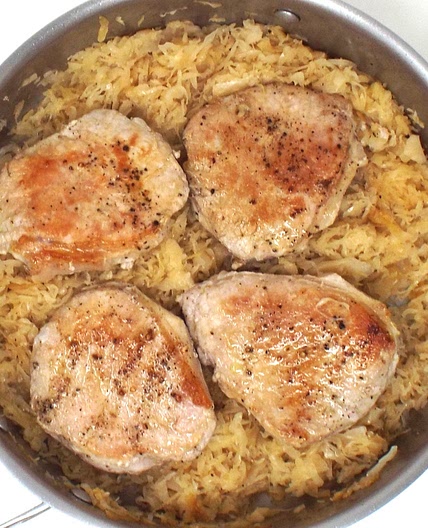 Skillet Pork Chops and Sauerkraut