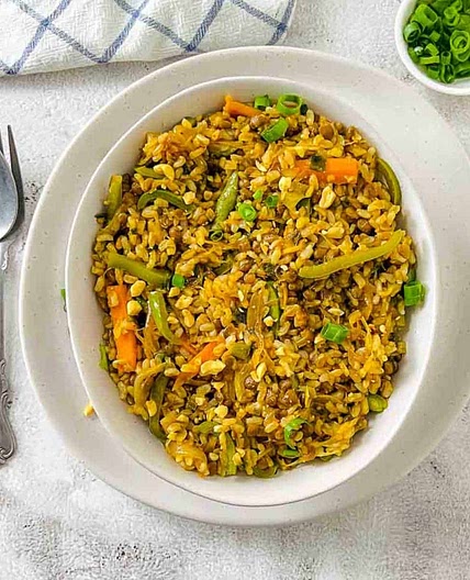 Brown Rice and Lentils Stir Fry