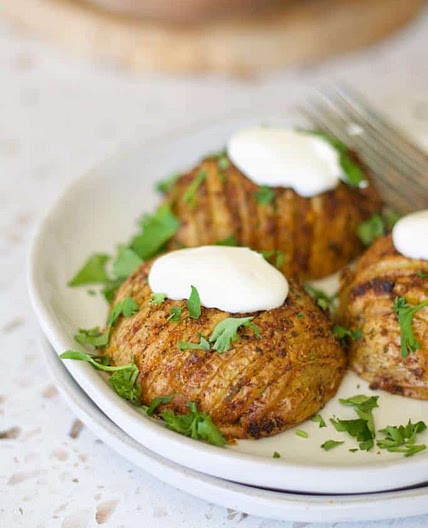 Air fried Hasselback potatoes