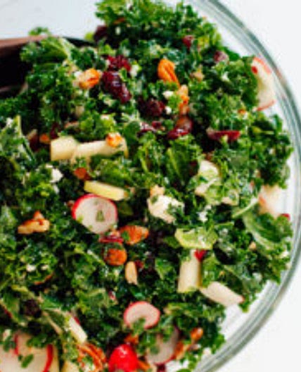 Deb's Kale Salad with Apple, Cranberries and Pecans