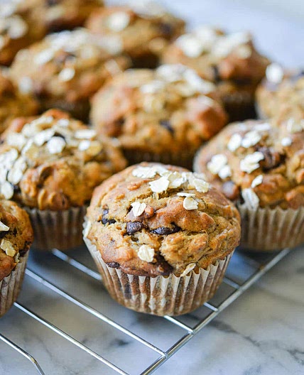 Healthy Banana Oatmeal Muffins with Chocolate Chips