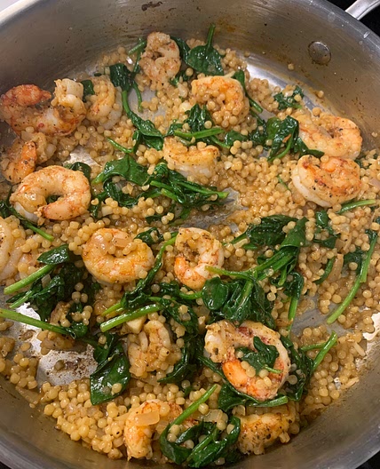 One Pan Lemon Pepper Old Bay Shrimp and Couscous