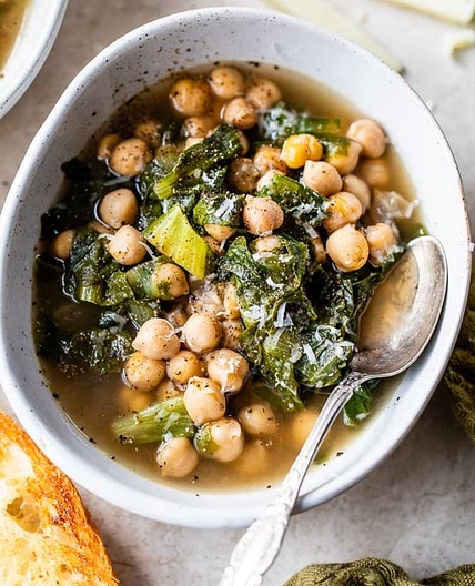 Escarole and Chickpea Soup with Garlic Toast
