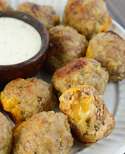 Skinny Cheddar Stuffed Meatballs