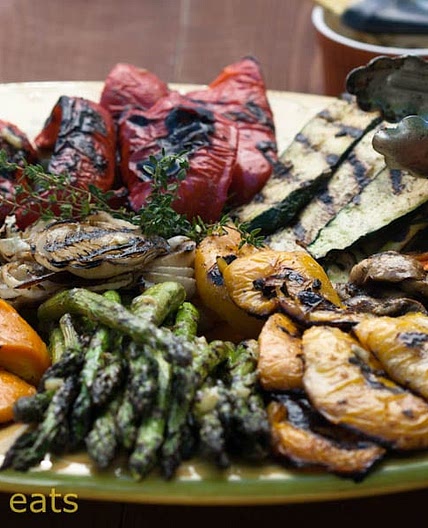 Grilled vegetables with lemon, thyme and butter marinade
