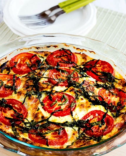 Crustless Three-Cheese Tomato-Basil Quiche