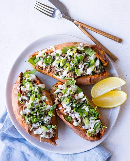 Vegan Stuffed Sweet Potato with Creamy Lentils