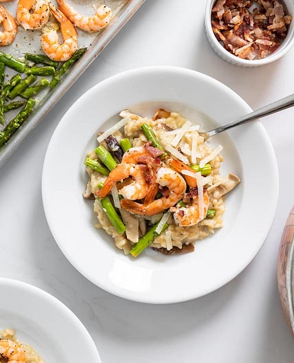 Parmesan Risotto with Shrimp and Asparagus