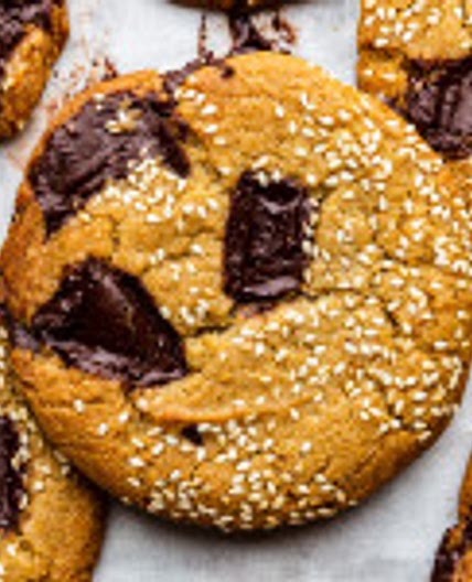 Vegan choc chip cookies with tahini