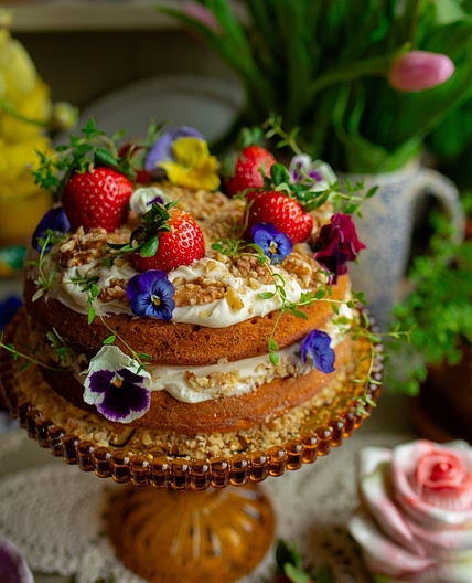 Maple Walnut Cake with Cream Cheese Frosting – Rustic Spring Layer Cake — Under A Tin Roof