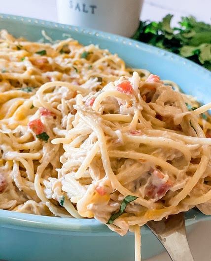 Lightened Up Creamy Chicken Spaghetti Casserole