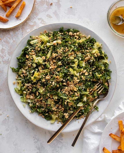 Crunchy Emerald Kale Salad with Peanut Vinaigrette