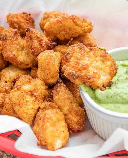 Tajín-Seasoned Chicken Nuggets with Avocado and Jalapeño Lime Ranch